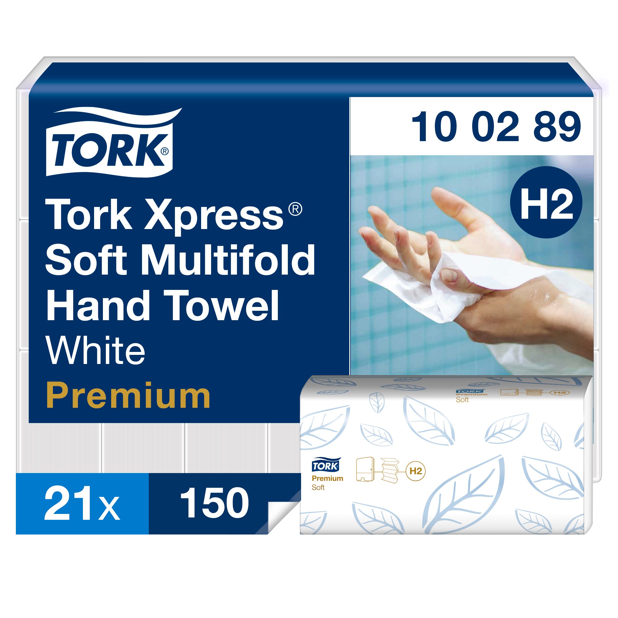 Pappershandduk Tork H2 Premium mjuk, 3150 styck handddukar i bal