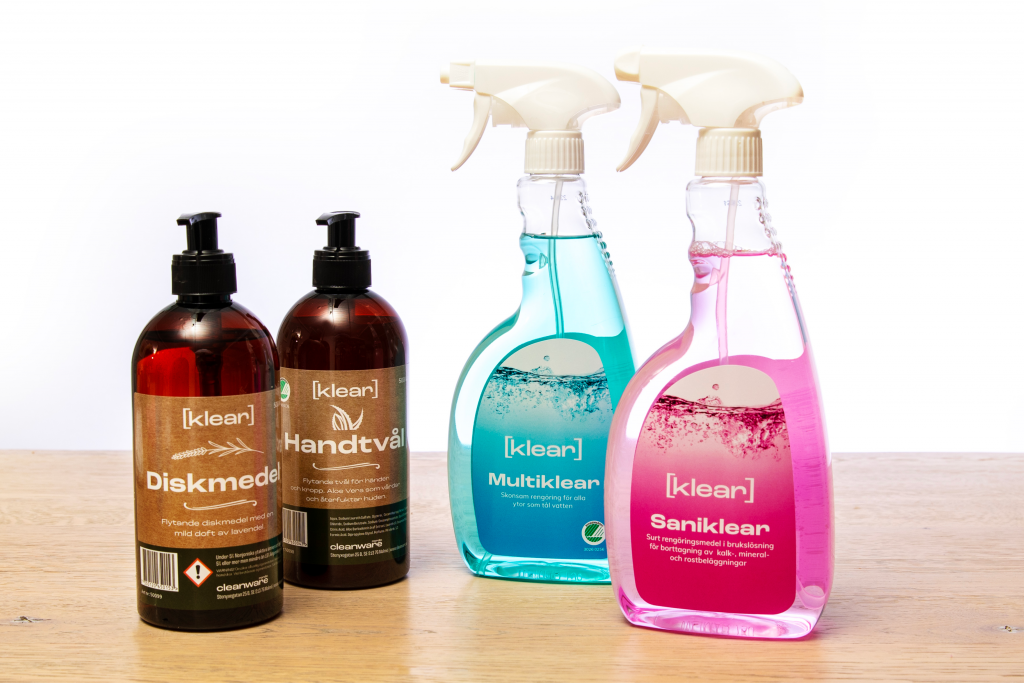 Klear handtvål Klear diskmedel Saniklear Multiklear