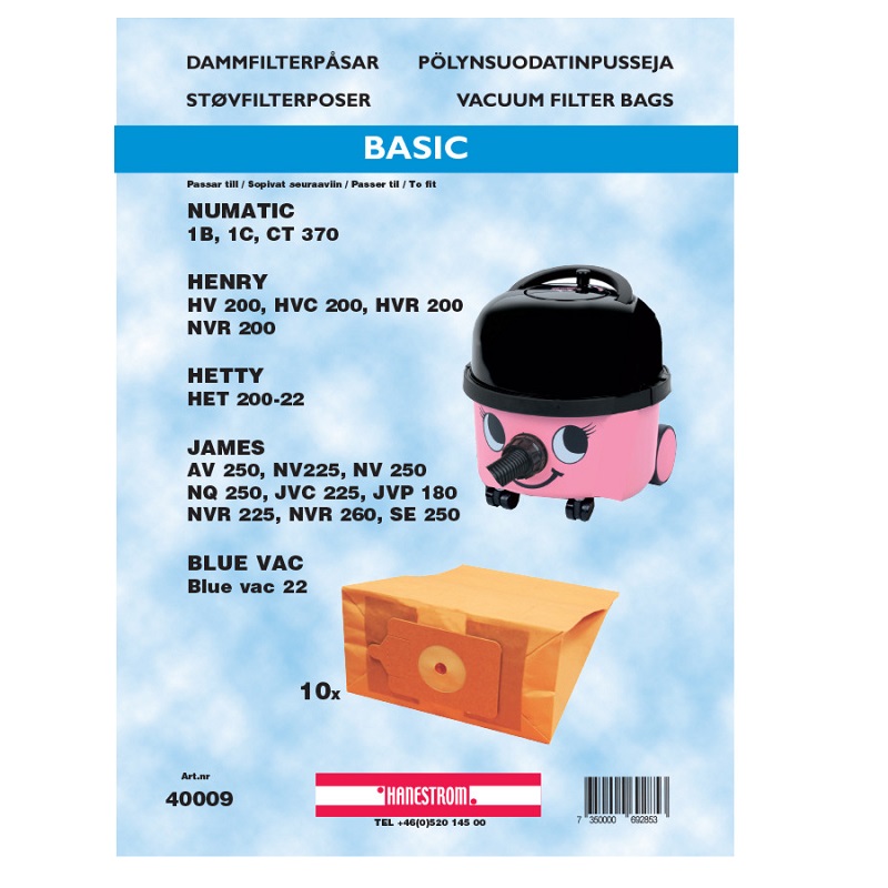 Dammsugarpåsar Numatic Henry Hetty 10-pack
