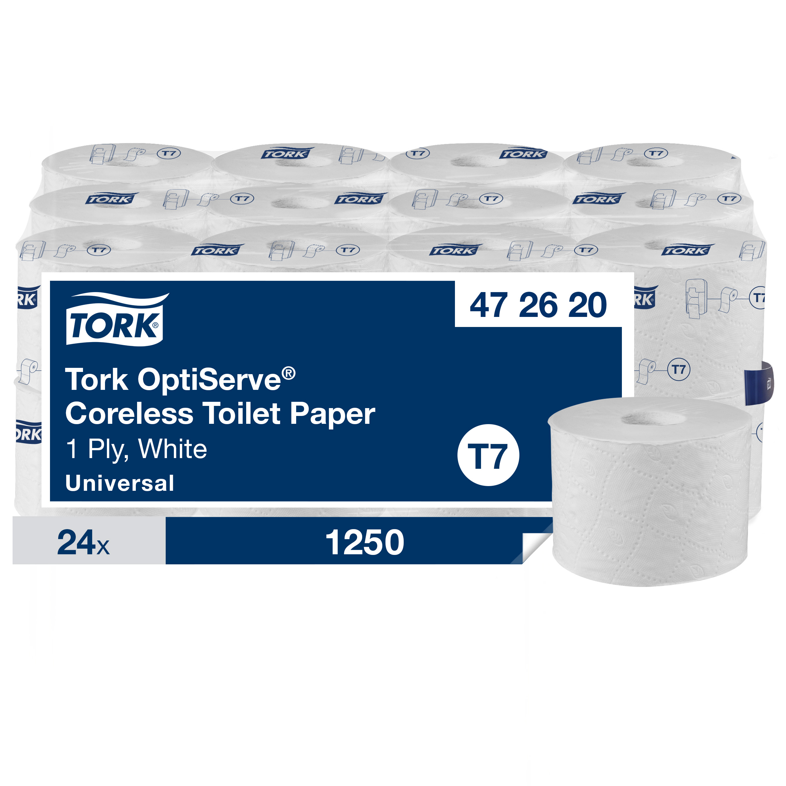 Toalettpapper Tork Optiserve Coreless Universal T7 1-lagers 472620