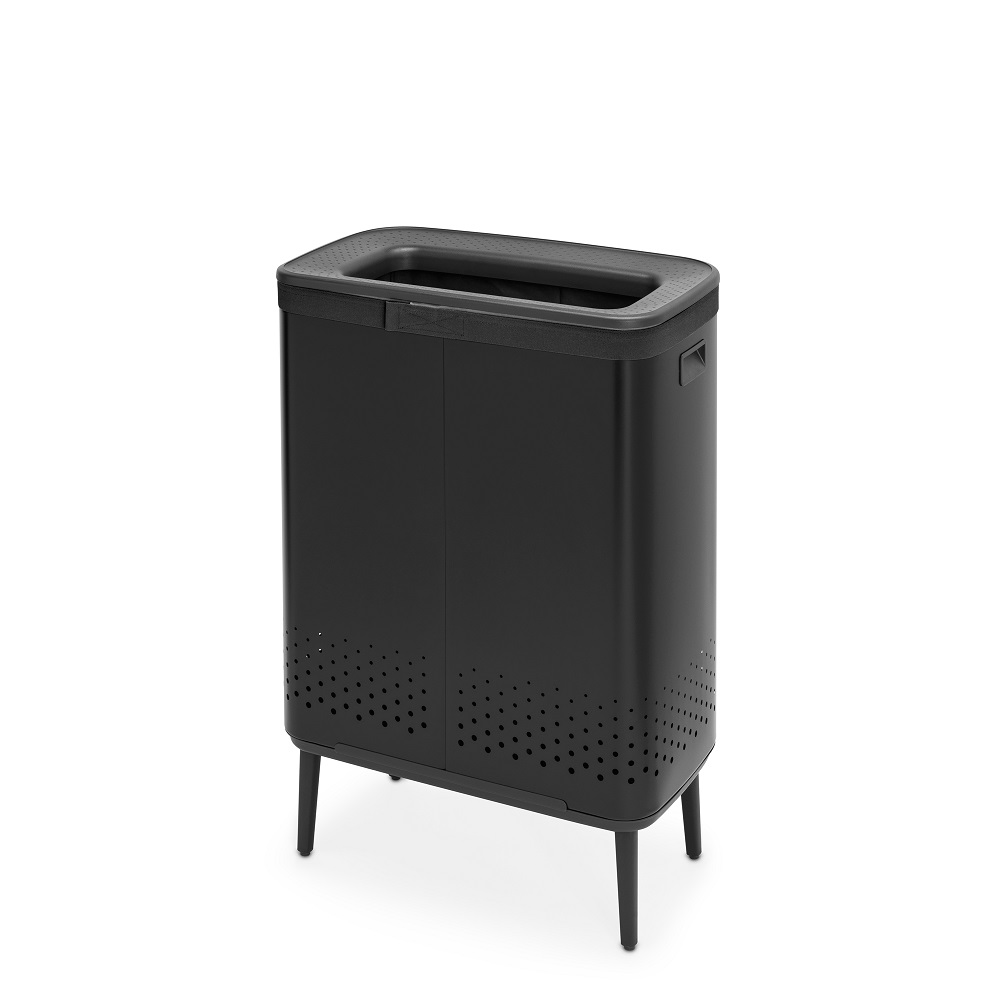 Tvättkorg Brabantia BO HI 2x45L Matt Svart Med Plastlock